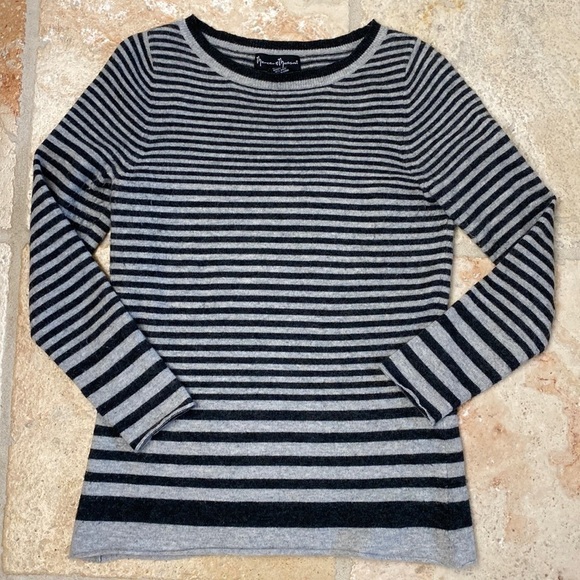 Mercer & Madison Wool/angora Sweater Womens M grey black Stripe Soft Cozy warm - Picture 1 of 6